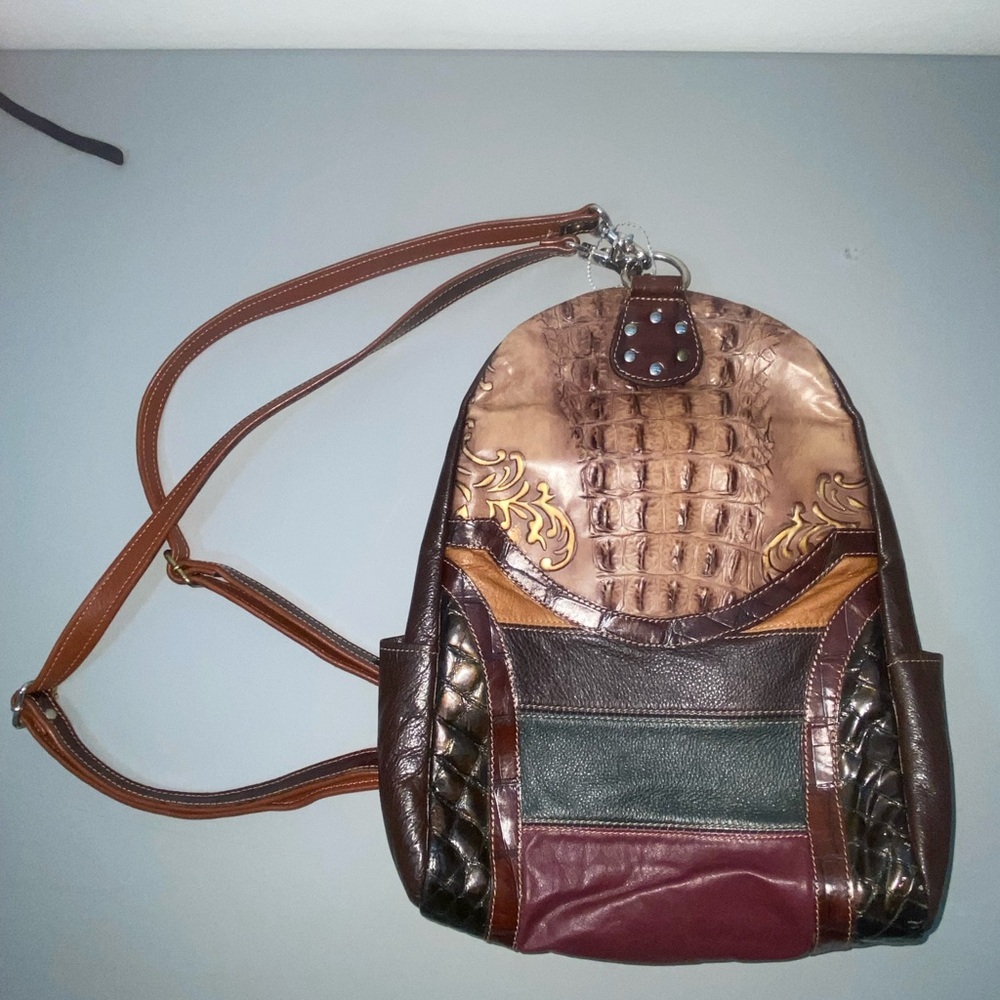 Vintage Luigi Aciorio Canada Multicolor Leather Backpack Rare